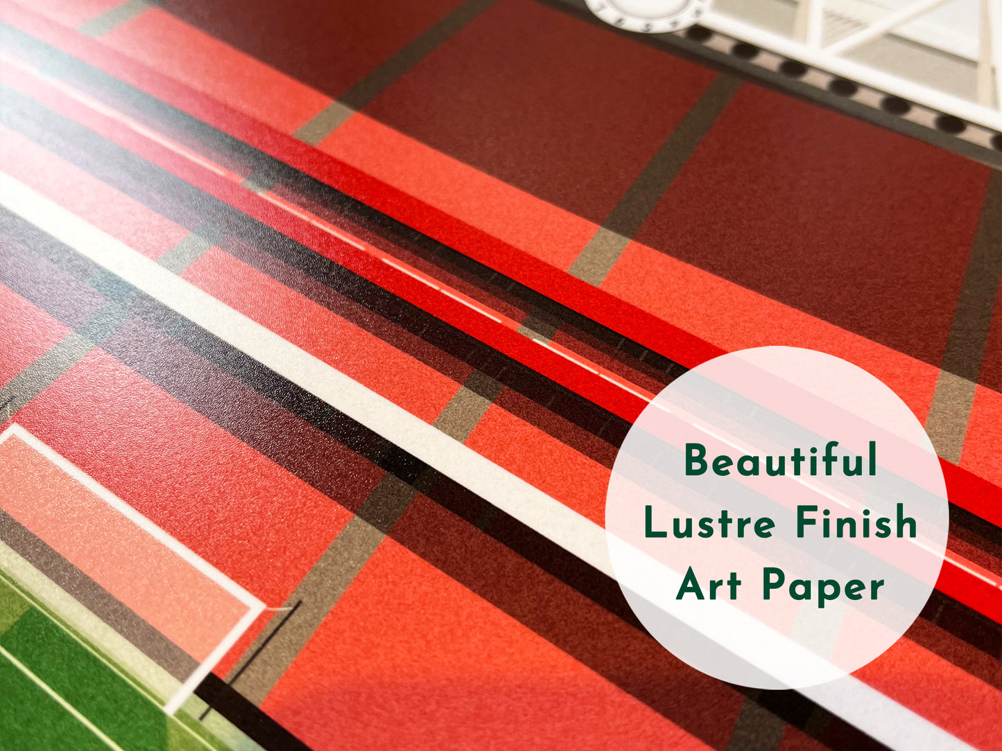 A close up image of the beautiful Lustre texture paper that is used by Turf Football Art for all prints.