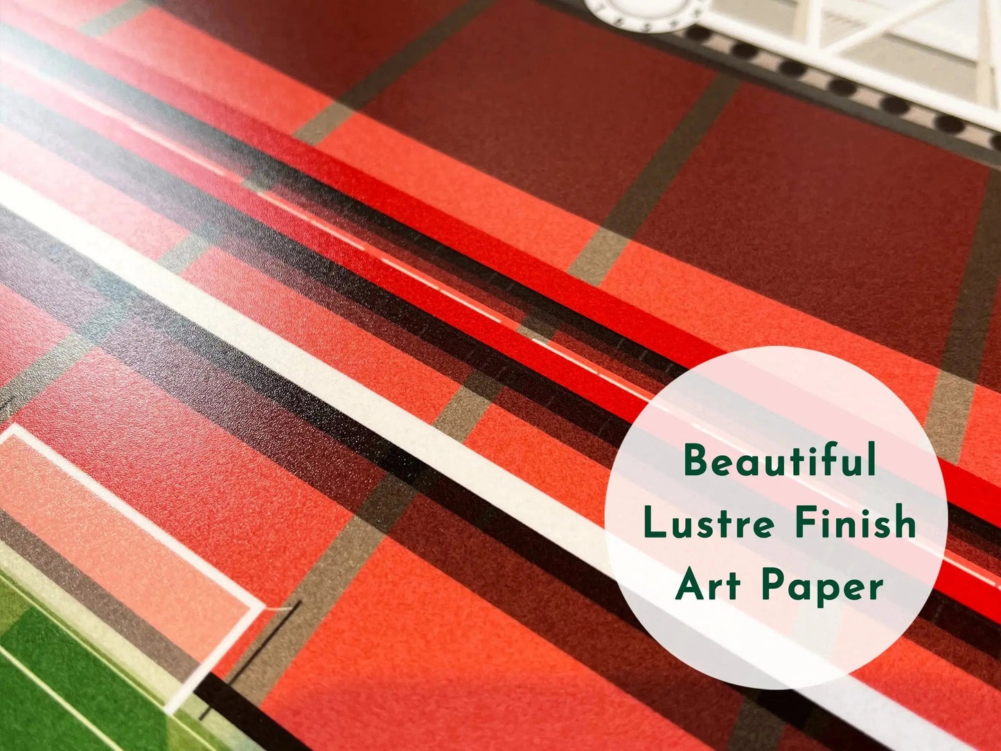 A close up image of the beautiful Lustre texture paper that is used by Turf Football Art for all prints.