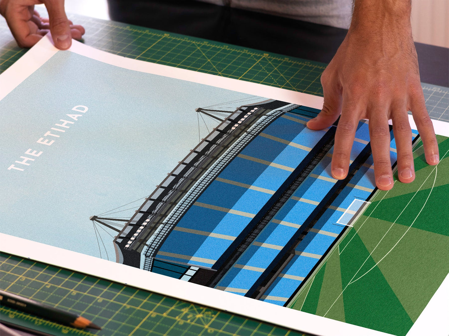 Manchester City Football Etihad Stadium Art Print Turf Football Art