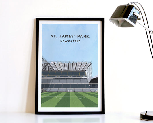 Newcastle Utd St James' Park Print - Illustrated Football Art Poster Turf Football Art