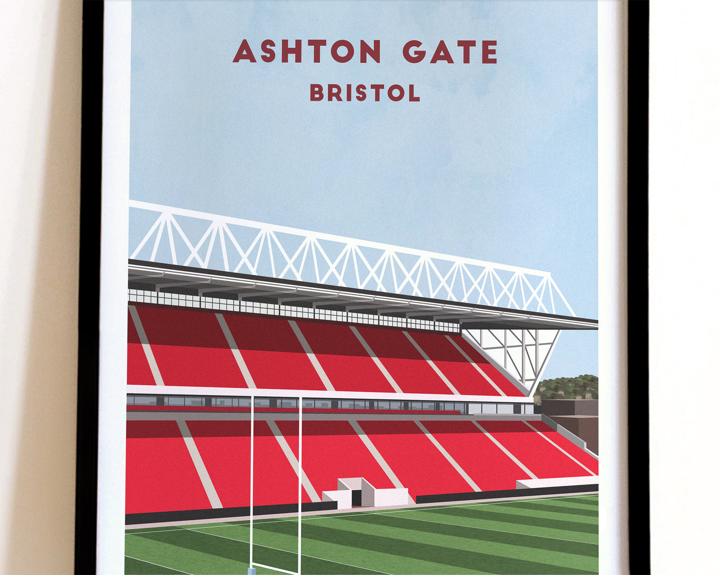 Bristol Rugby Ashton Gate Print – Illustrated Rugby Art Poster Turf Football Art