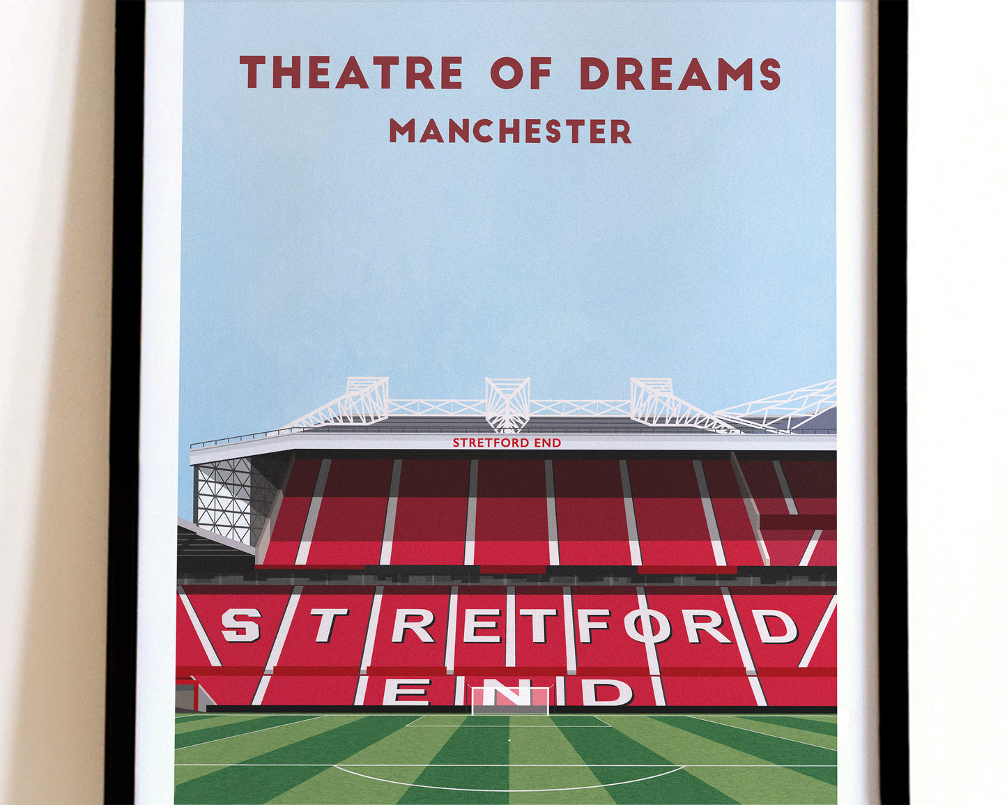 Manchester Utd Old Trafford Print - Illustrated Football Art Poster Turf Football Art