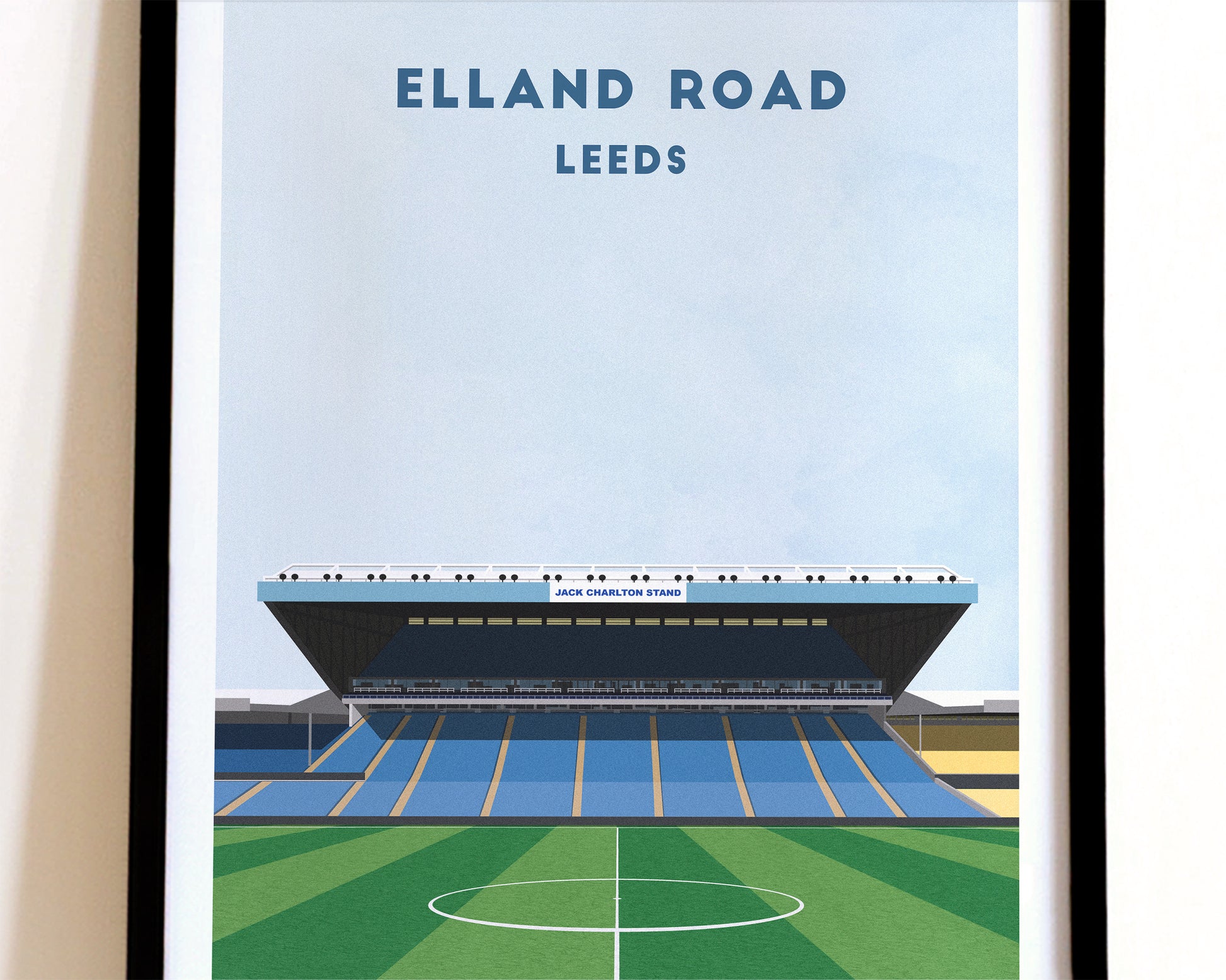 Leeds Utd Elland Road Print - Illustrated Football Art Poster Turf Football Art