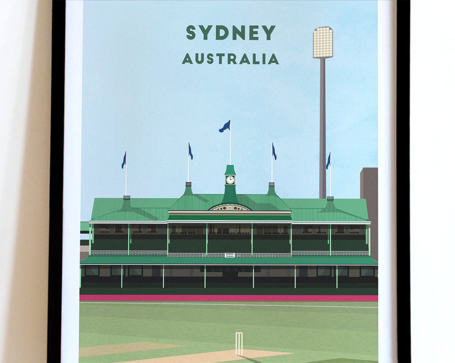 Australia Sydney Cricket Ground Print – Illustrated Cricket Art Poster Turf Football Art