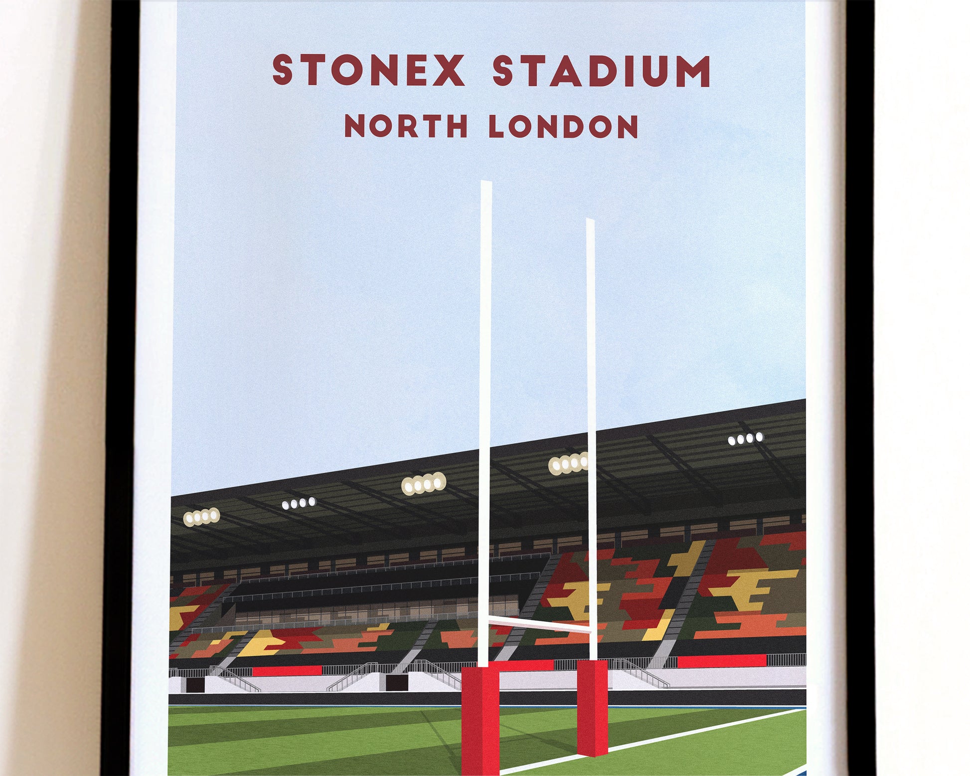 Saracens StoneX Stadium Print – Illustrated Rugby Art Poster Turf Football Art
