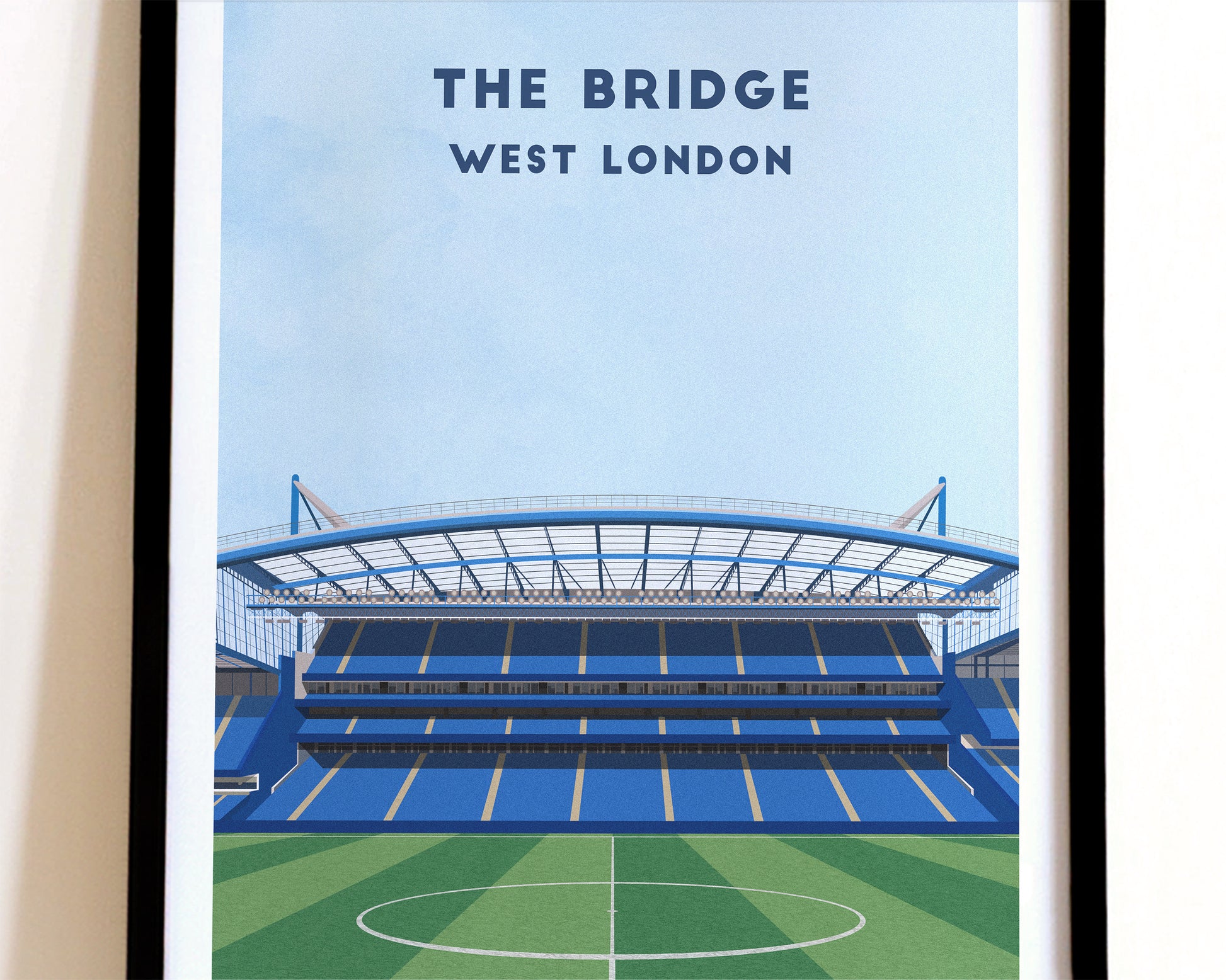 Chelsea Stadium 'The Bridge' Print - Illustrated Football Art Poster Turf Football Art