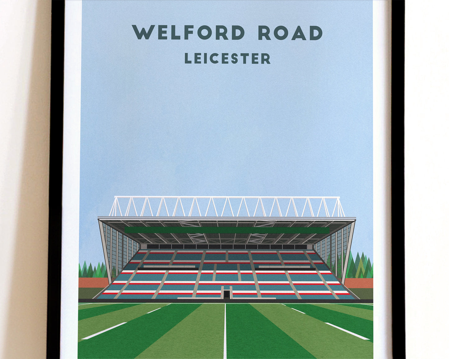 Leicester Rugby Welford Road Print – Illustrated Rugby Art Poster Turf Football Art