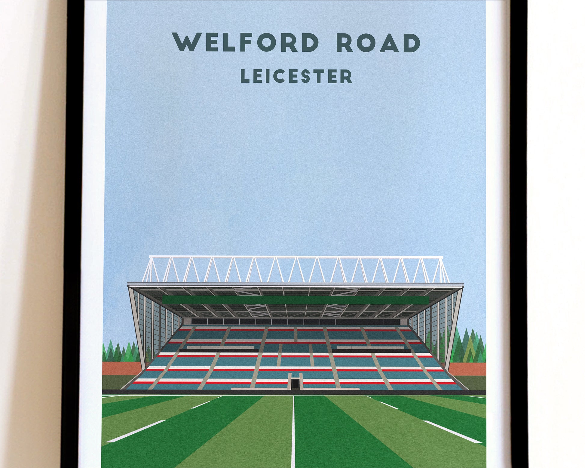 Leicester Rugby Welford Road Print – Illustrated Rugby Art Poster Turf Football Art