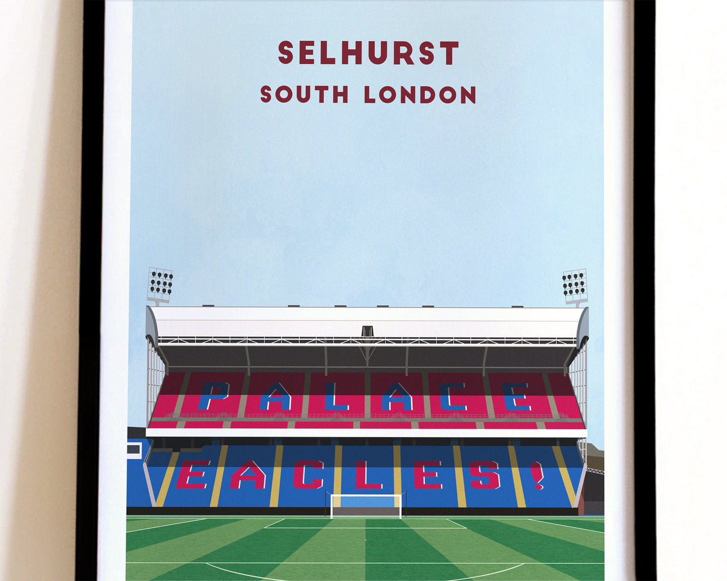 Crystal Palace Selhurst Park Print – Illustrated Football Art Poster Turf Football Art