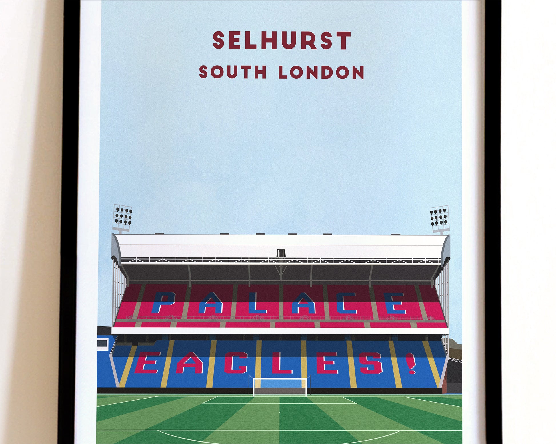 Crystal Palace Selhurst Park Print – Illustrated Football Art Poster Turf Football Art