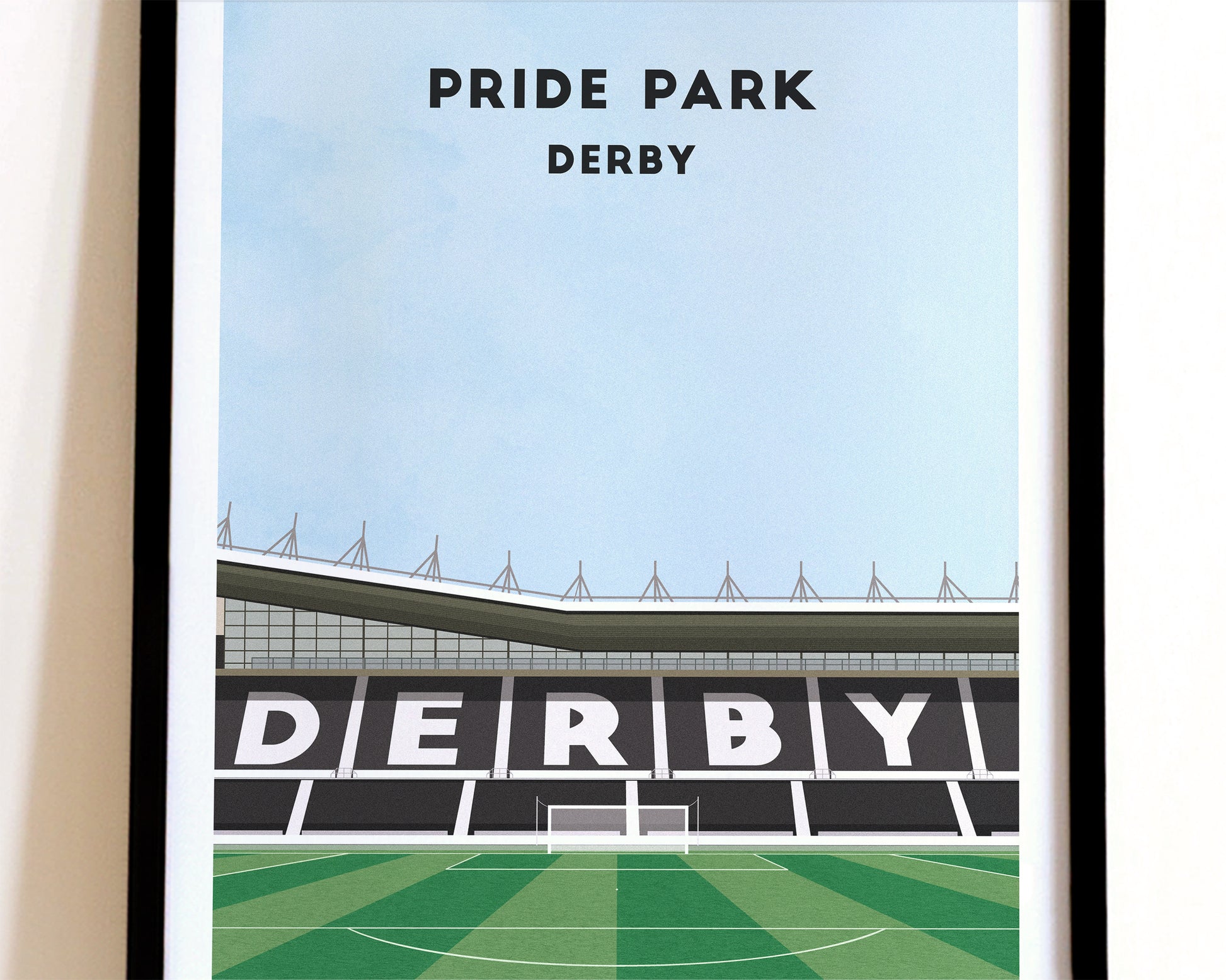 Derby County Pride Park Print - Illustrated Football Art Poster Turf Football Art