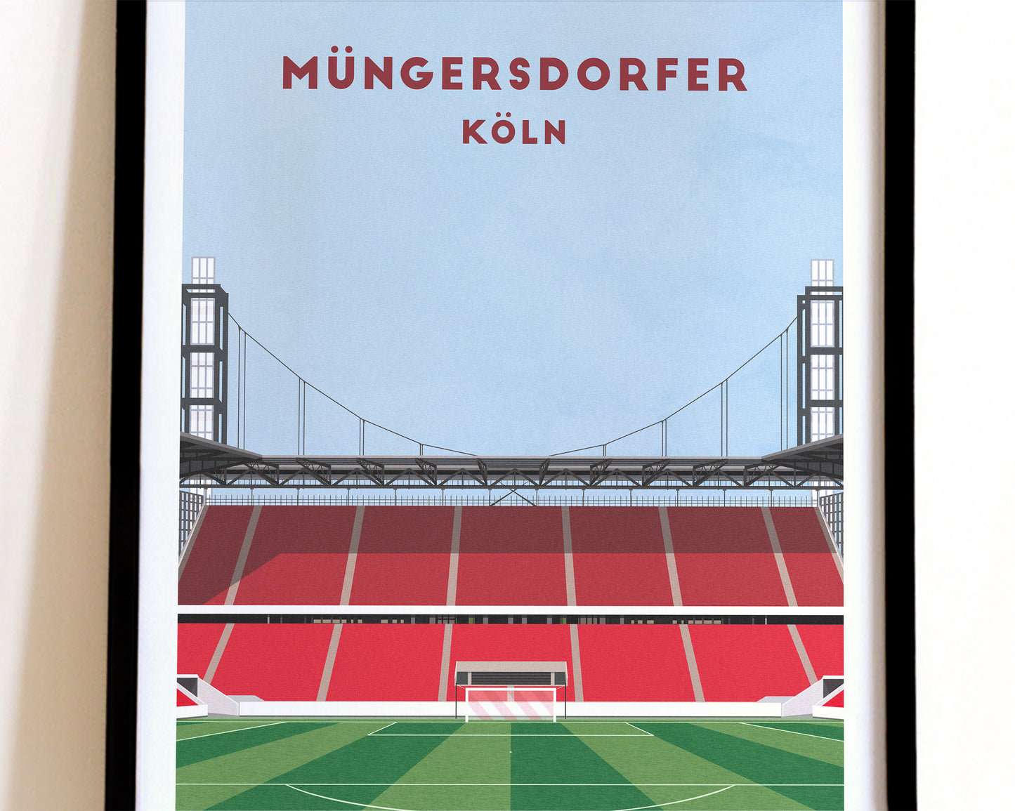 Cologne Müngersdorfer Stadion Print - Illustrated Football Art Poster