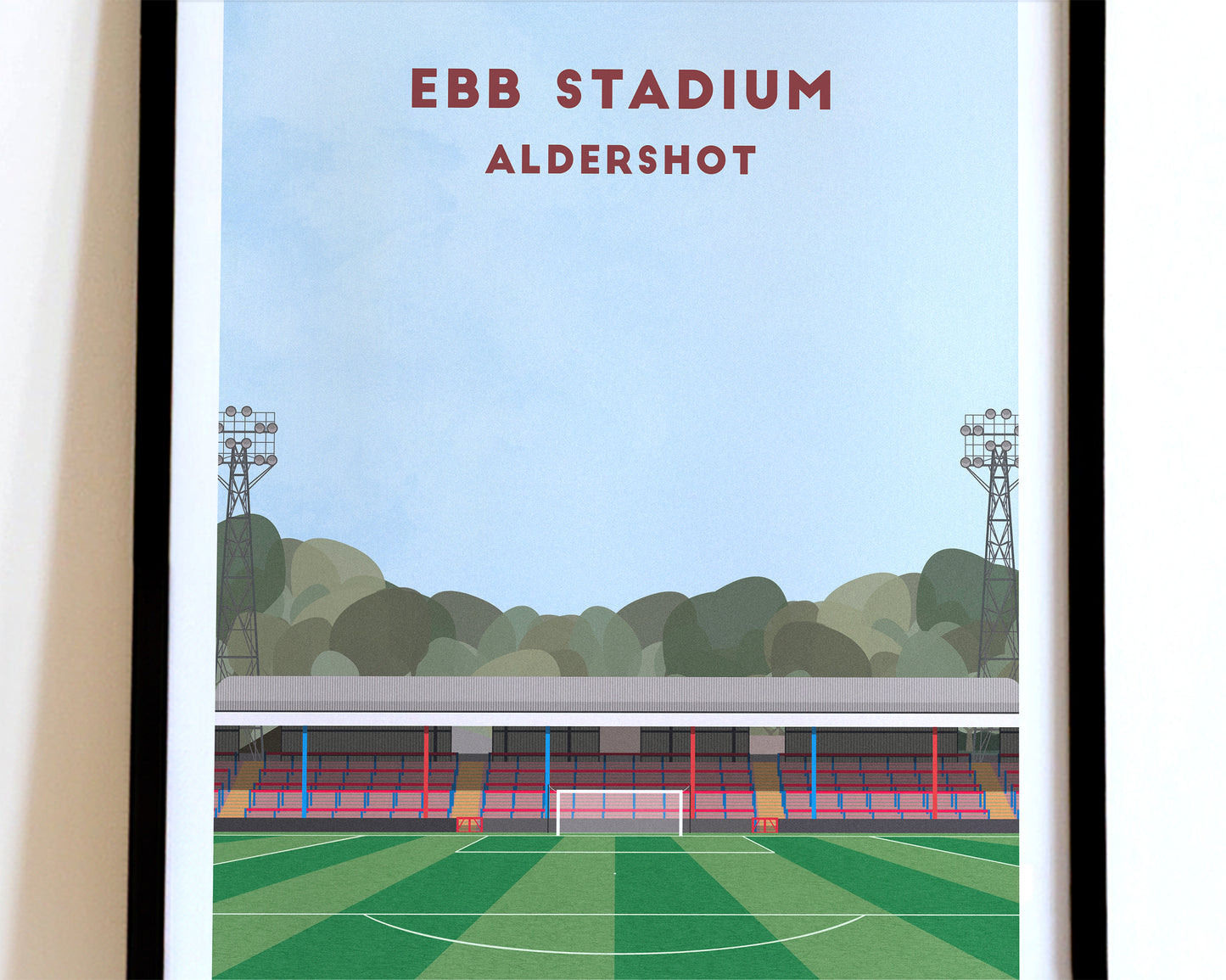 Aldershot Town EBB Stadium / Recreation Ground Print – Illustrated Football Art Poster Turf Football Art