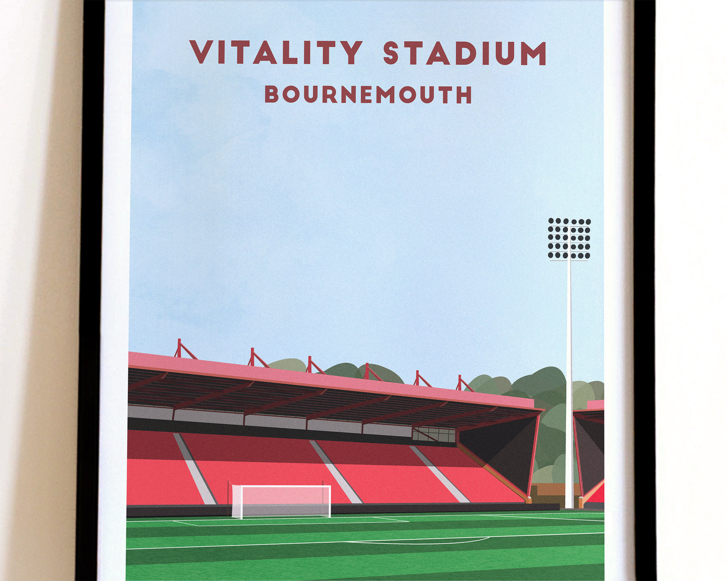 Bournemouth Vitality Stadium Print – Illustrated Football Art Poster Turf Football Art