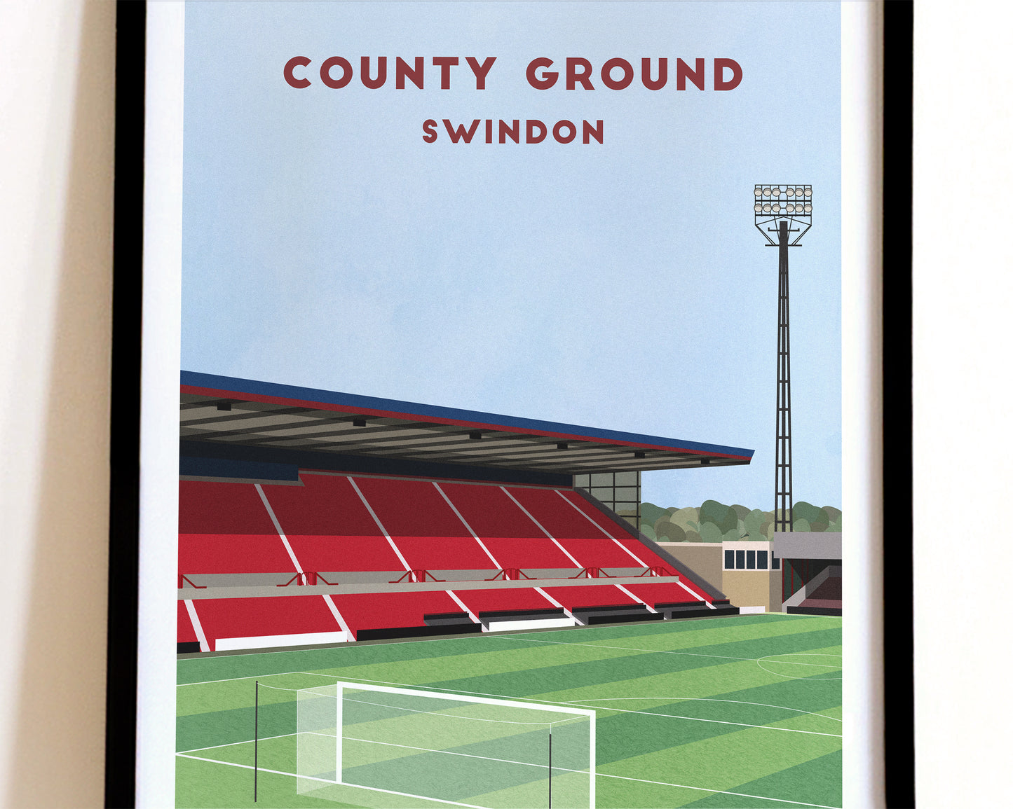 Swindon Town County Ground Print – Illustrated Football Art Poster Turf Football Art