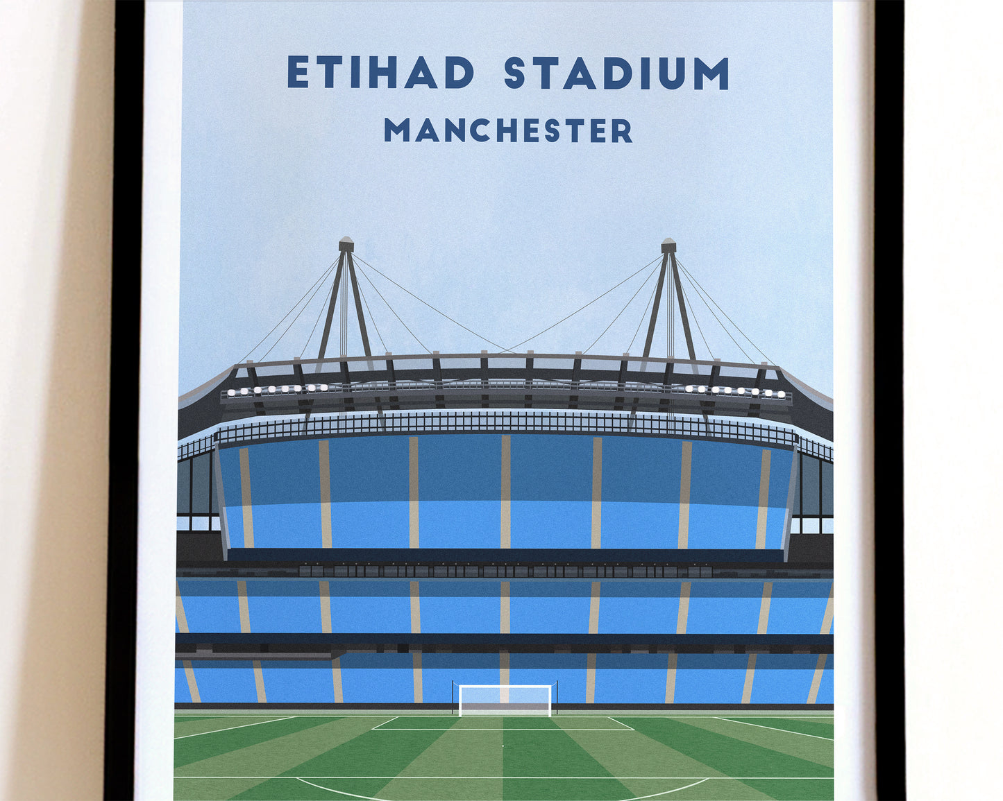 Manchester City Etihad Stadium Print – Illustrated Football Art Poster Turf Football Art