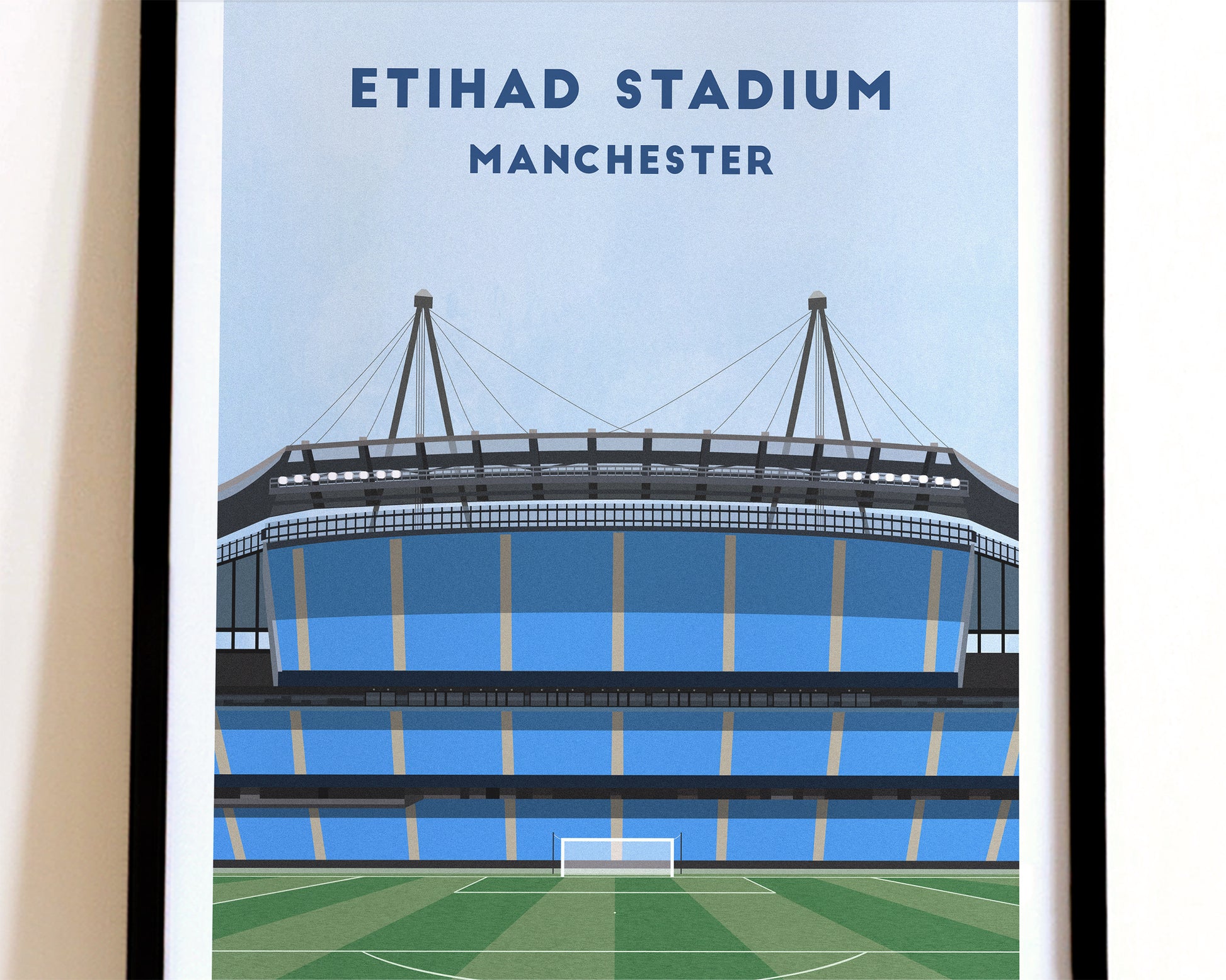 Manchester City Etihad Stadium Print – Illustrated Football Art Poster Turf Football Art