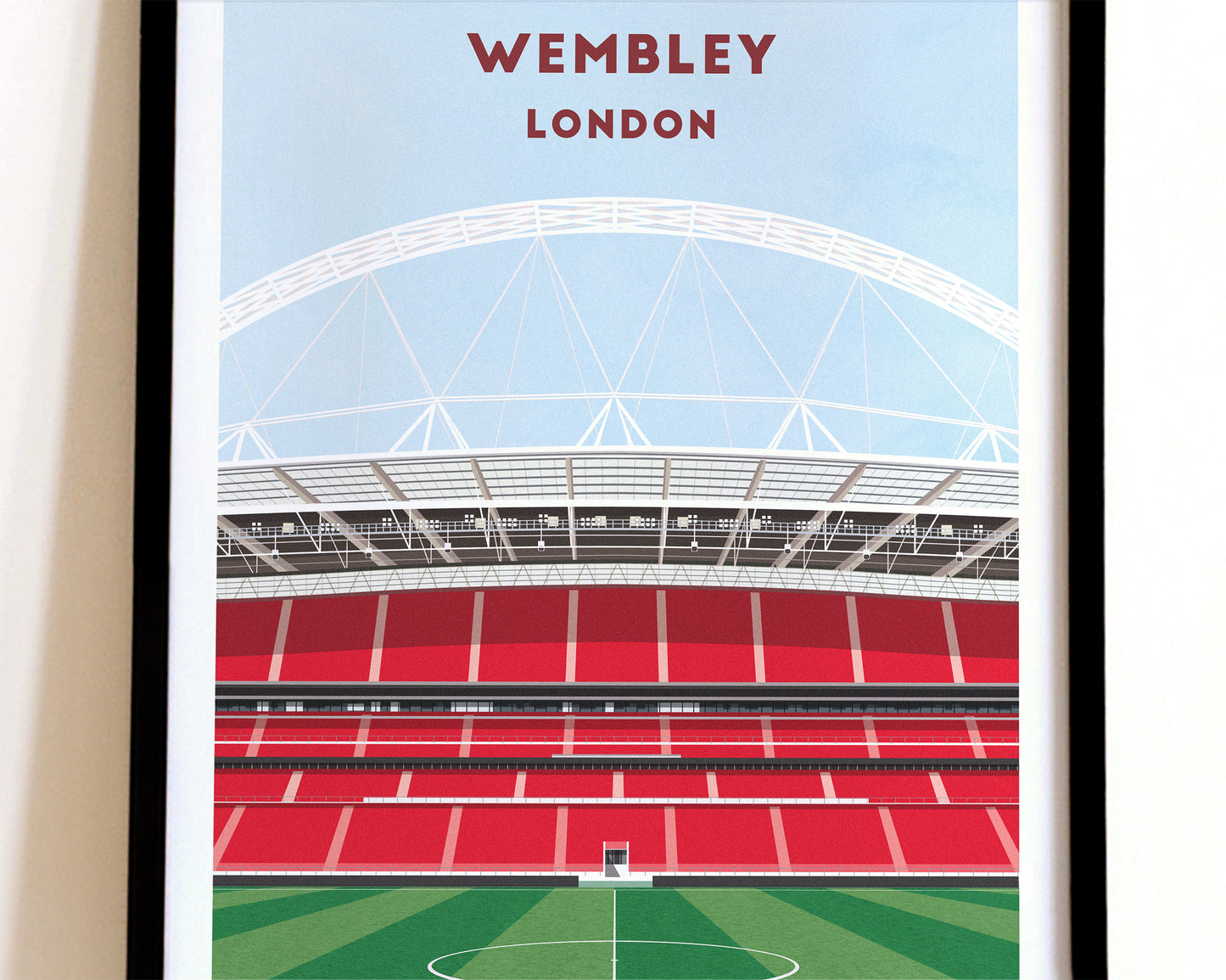 England Football Wembley Stadium Print - Illustrated Football Art Poster