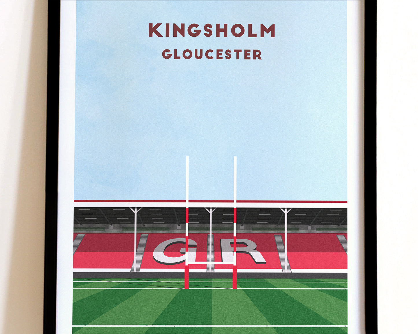 Gloucester Rugby Kingsholm Stadium Print - Illustrated Rugby Art Poster Turf Football Art
