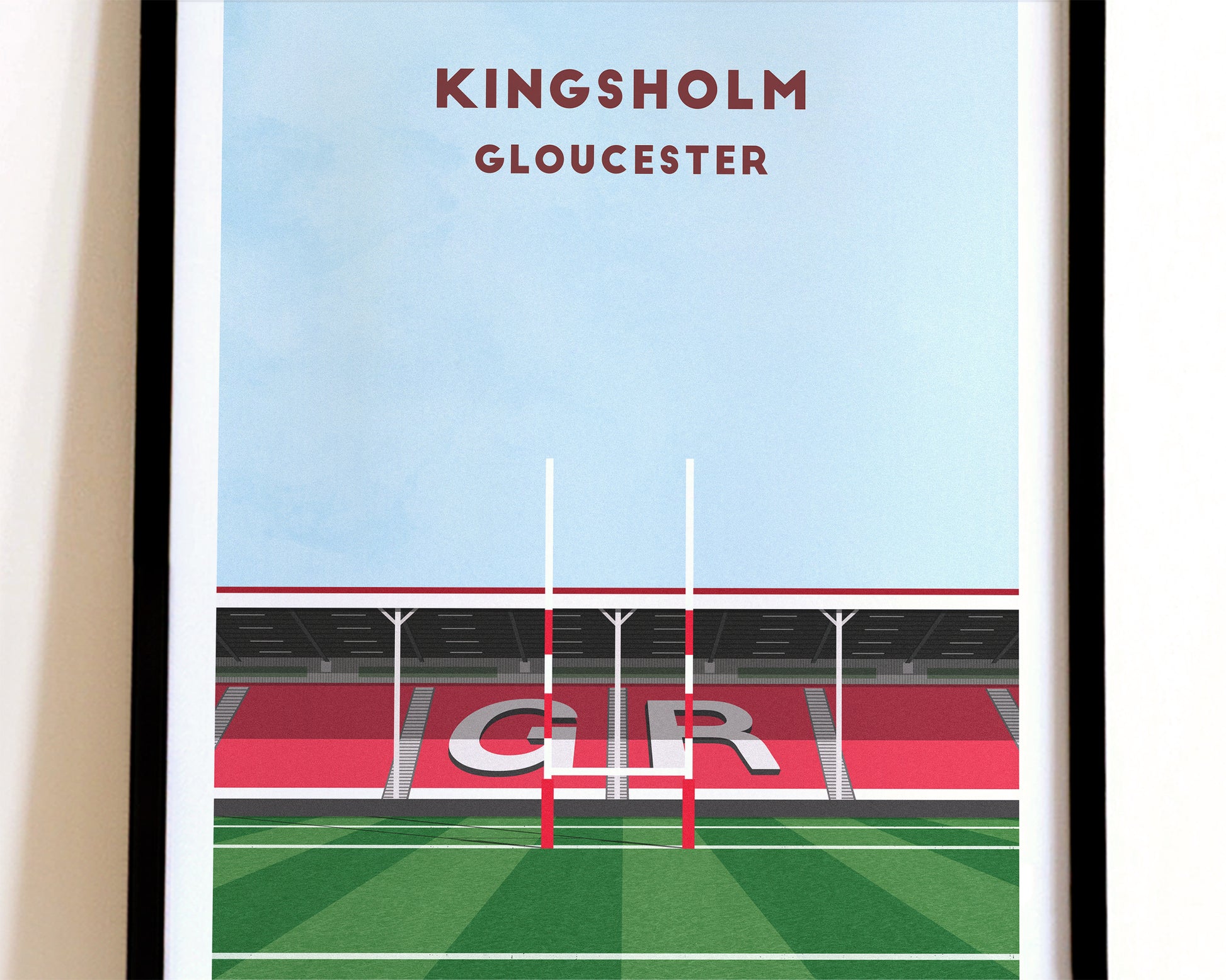 Gloucester Rugby Kingsholm Stadium Print - Illustrated Rugby Art Poster Turf Football Art