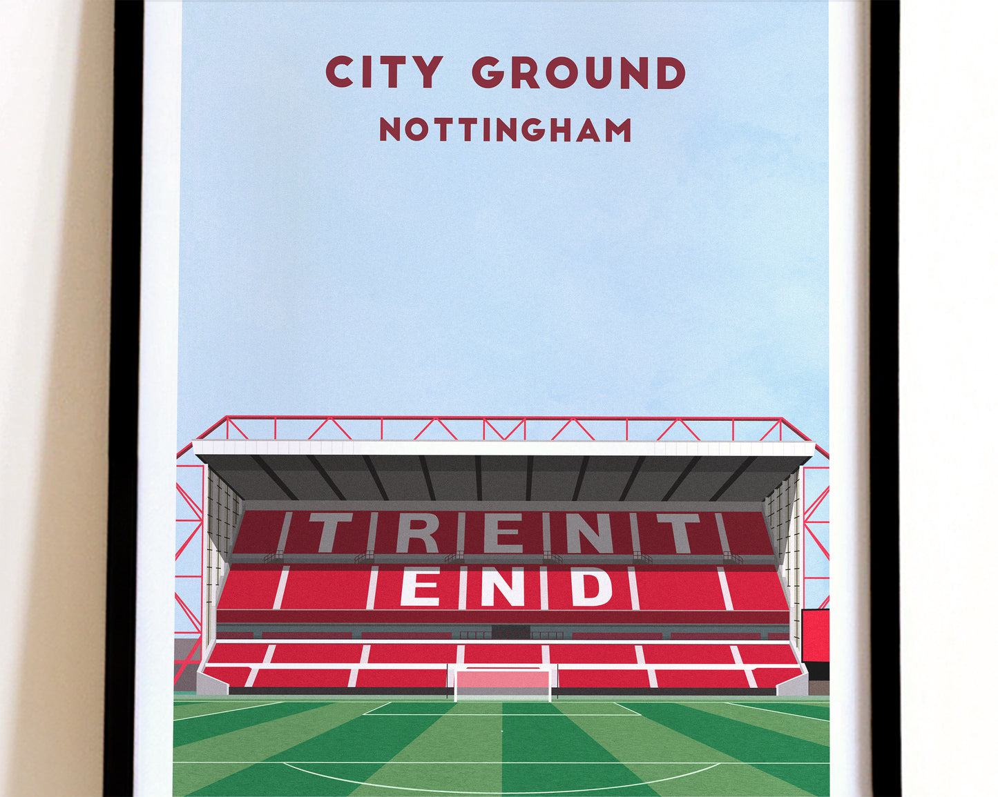Nottingham City Ground Print - Illustrated Football Art Poster Turf Football Art