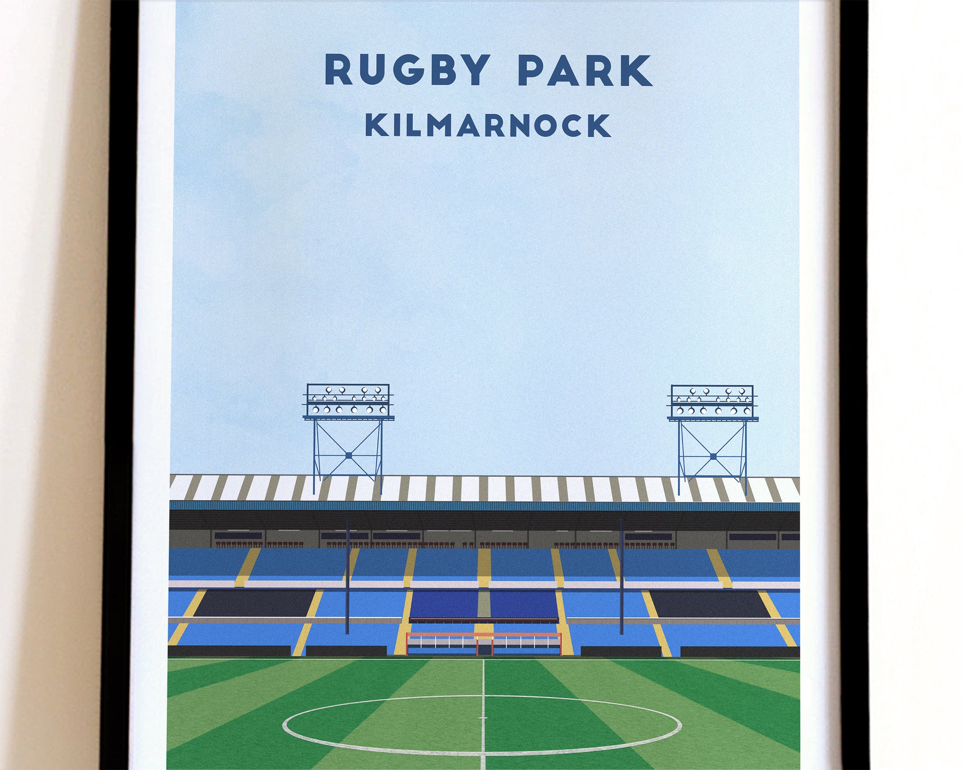 Kilmarnock FC Rugby Park Print - Illustrated Football Art Poster Turf Football Art
