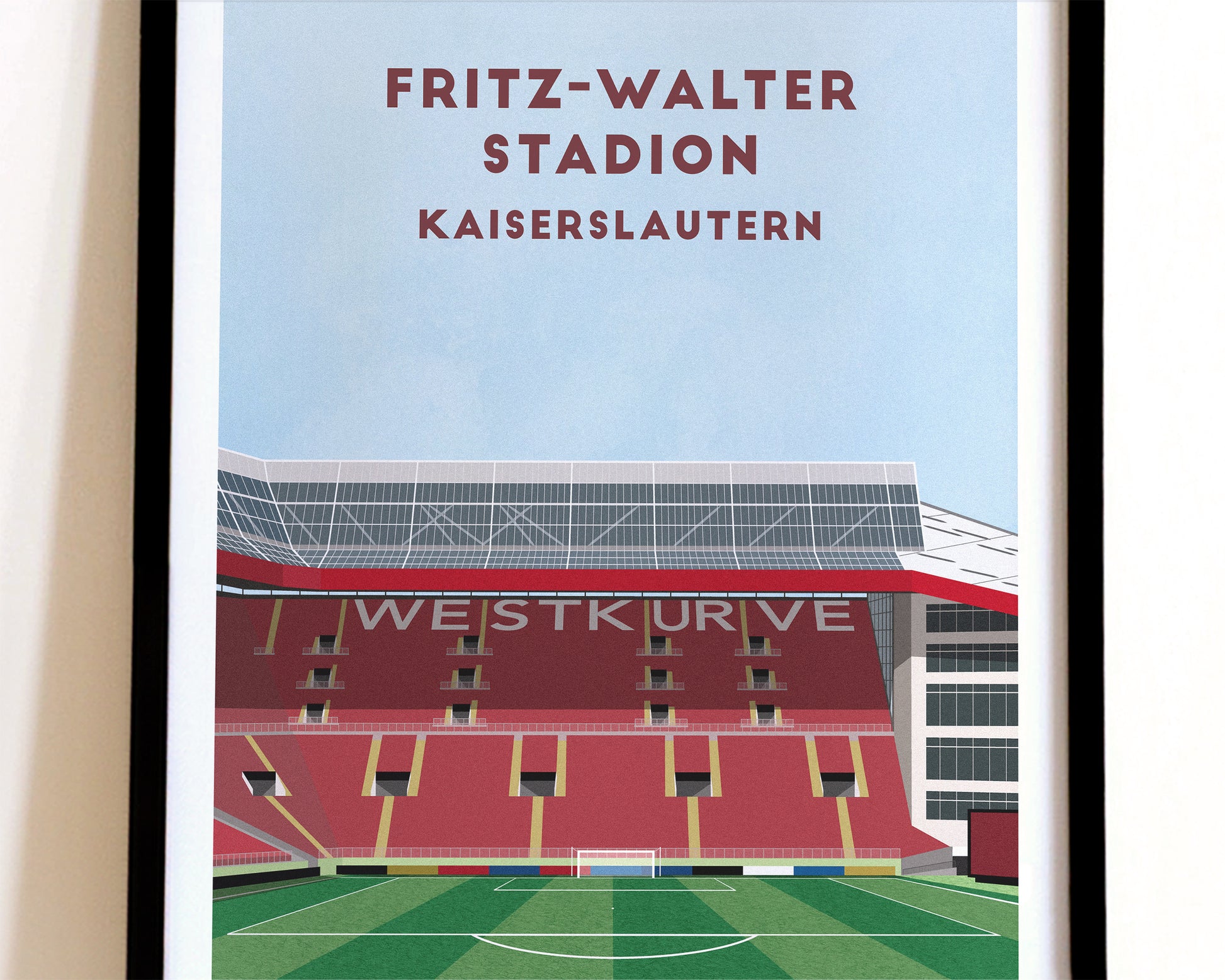 Kaiserslautern Fritz-Walter Stadion Print – Illustrated Football Art Poster Turf Football Art