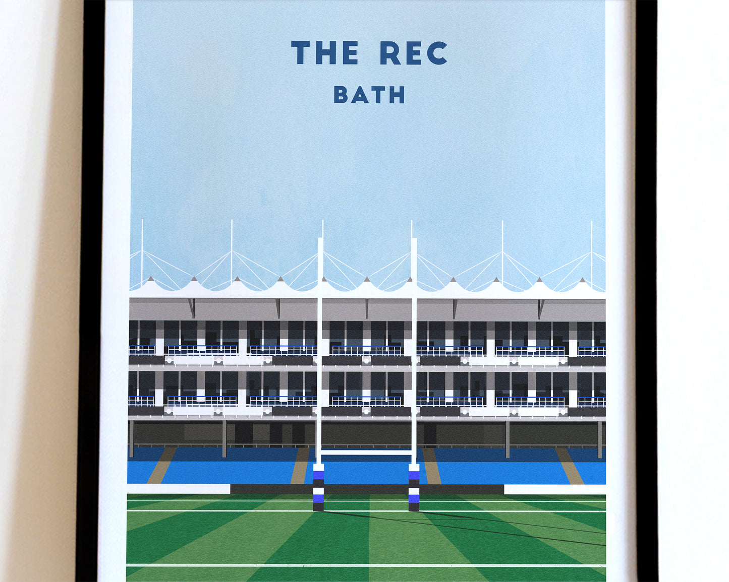 Bath Rugby The Rec Print – Illustrated Rugby Union Art Poster Turf Football Art