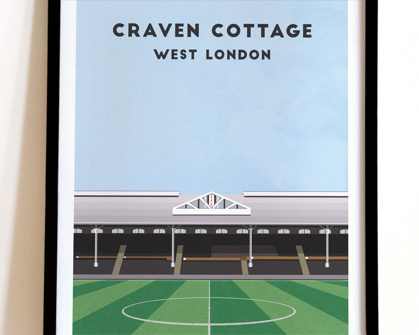 Fulham Craven Cottage Print - Illustrated Football Art Poster Turf Football Art