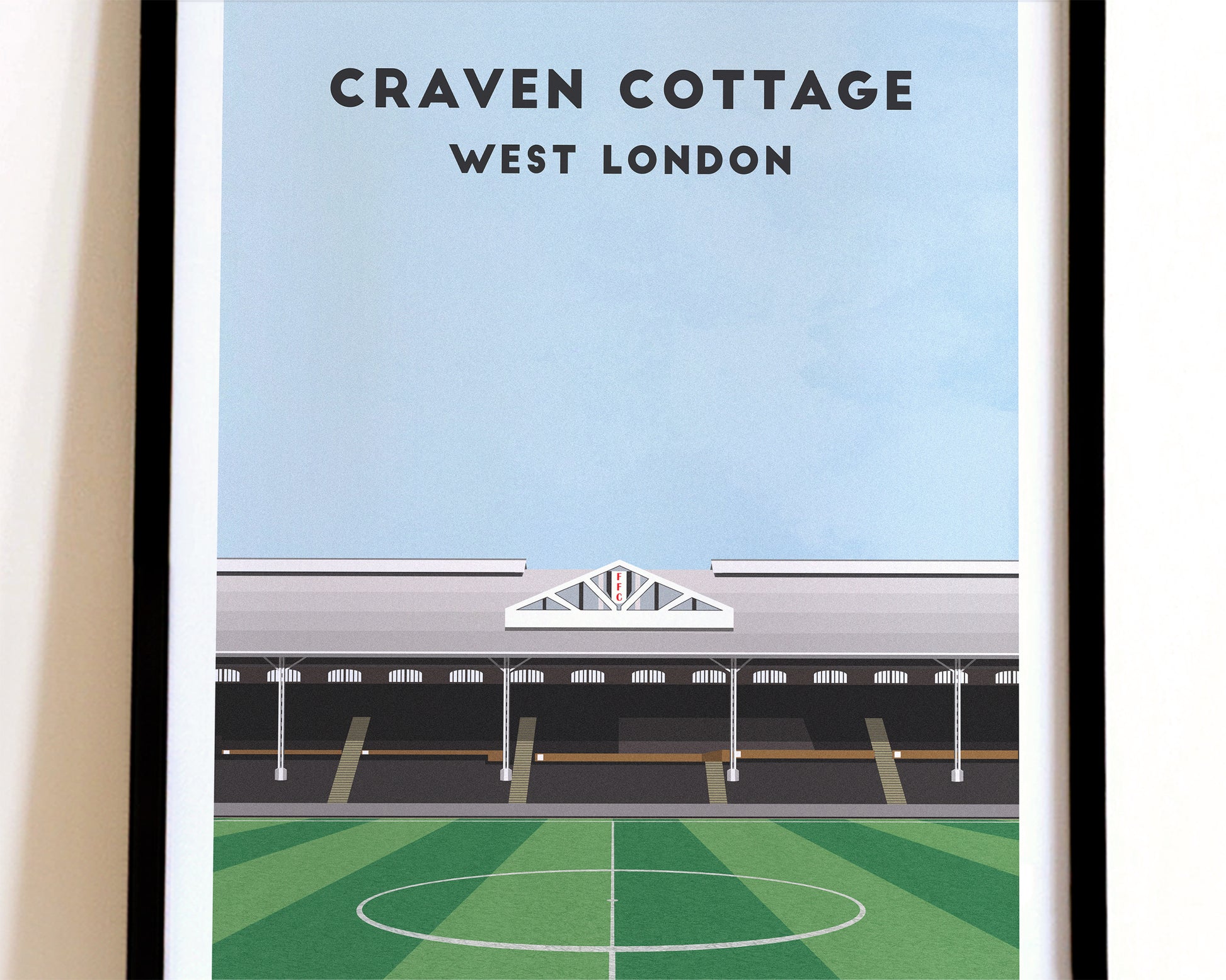 Fulham Craven Cottage Print - Illustrated Football Art Poster Turf Football Art