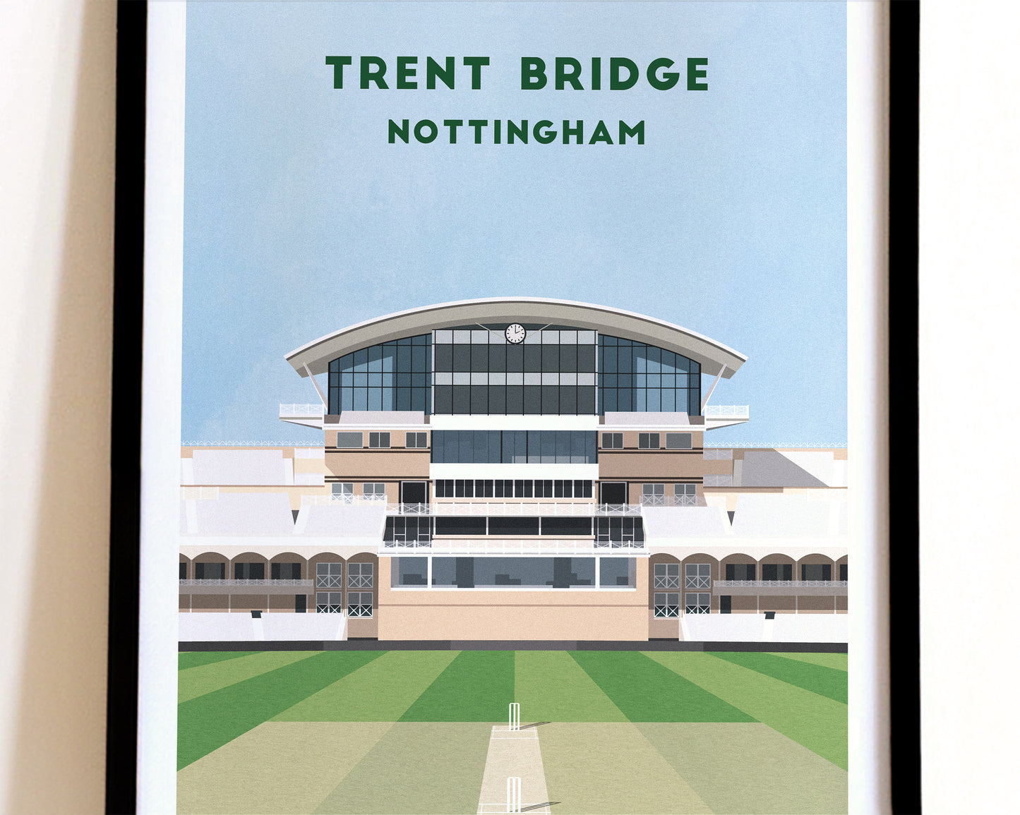 Nottinghamshire County Cricket Trent Bridge Print - Illustrated Cricket Art Poster Turf Football Art