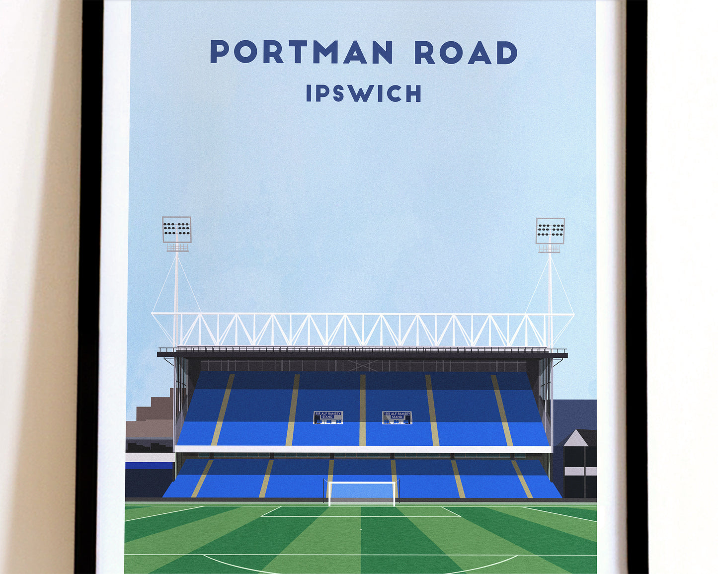 Ipswich Town Portman Road Stadium Print - Illustrated Football Art Poster Turf Football Art