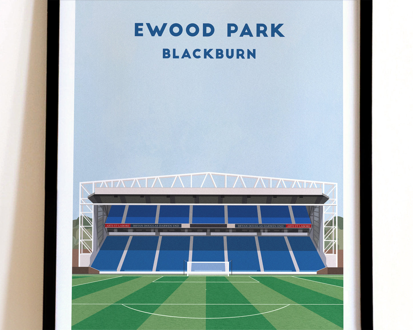 Blackburn Rovers Ewood Park Print – Illustrated Football Art Poster Turf Football Art