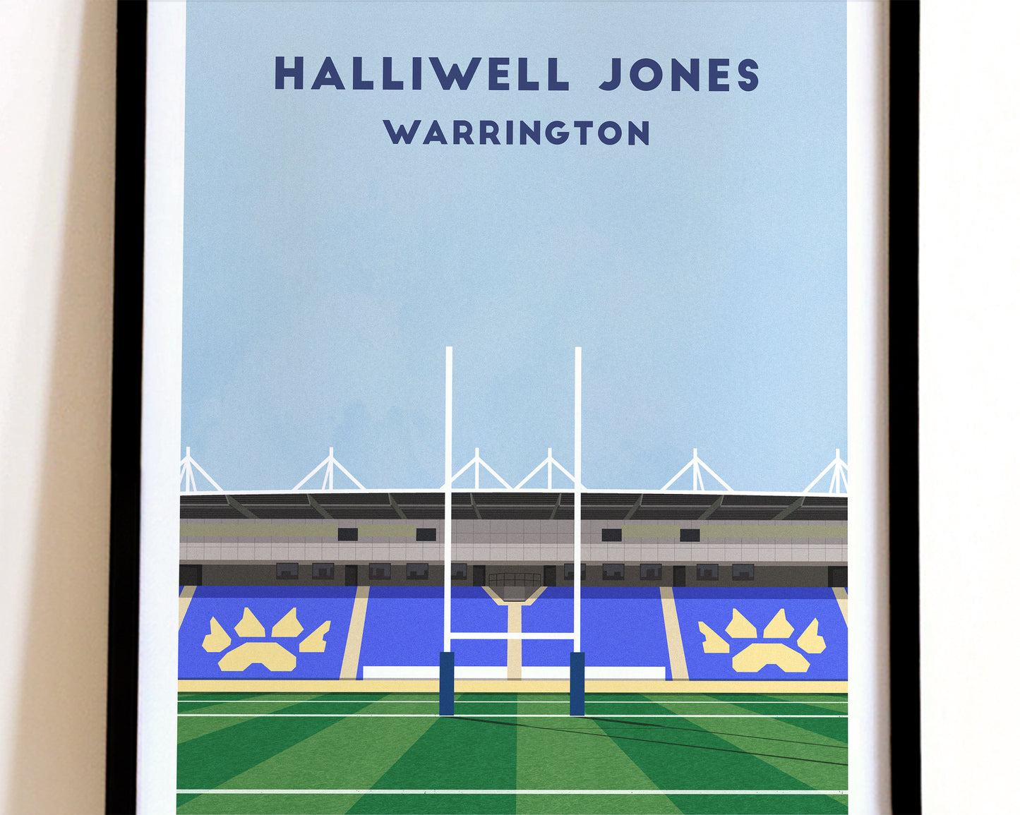 Warrington Rugby Halliwell Jones Stadium Print – Illustrated Rugby League Art Poster Turf Football Art