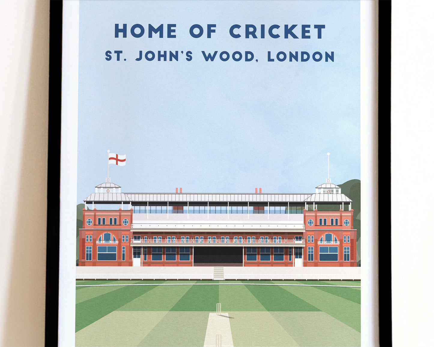 England Cricket Lord's Ground Print - Illustrated Cricket Art Poster