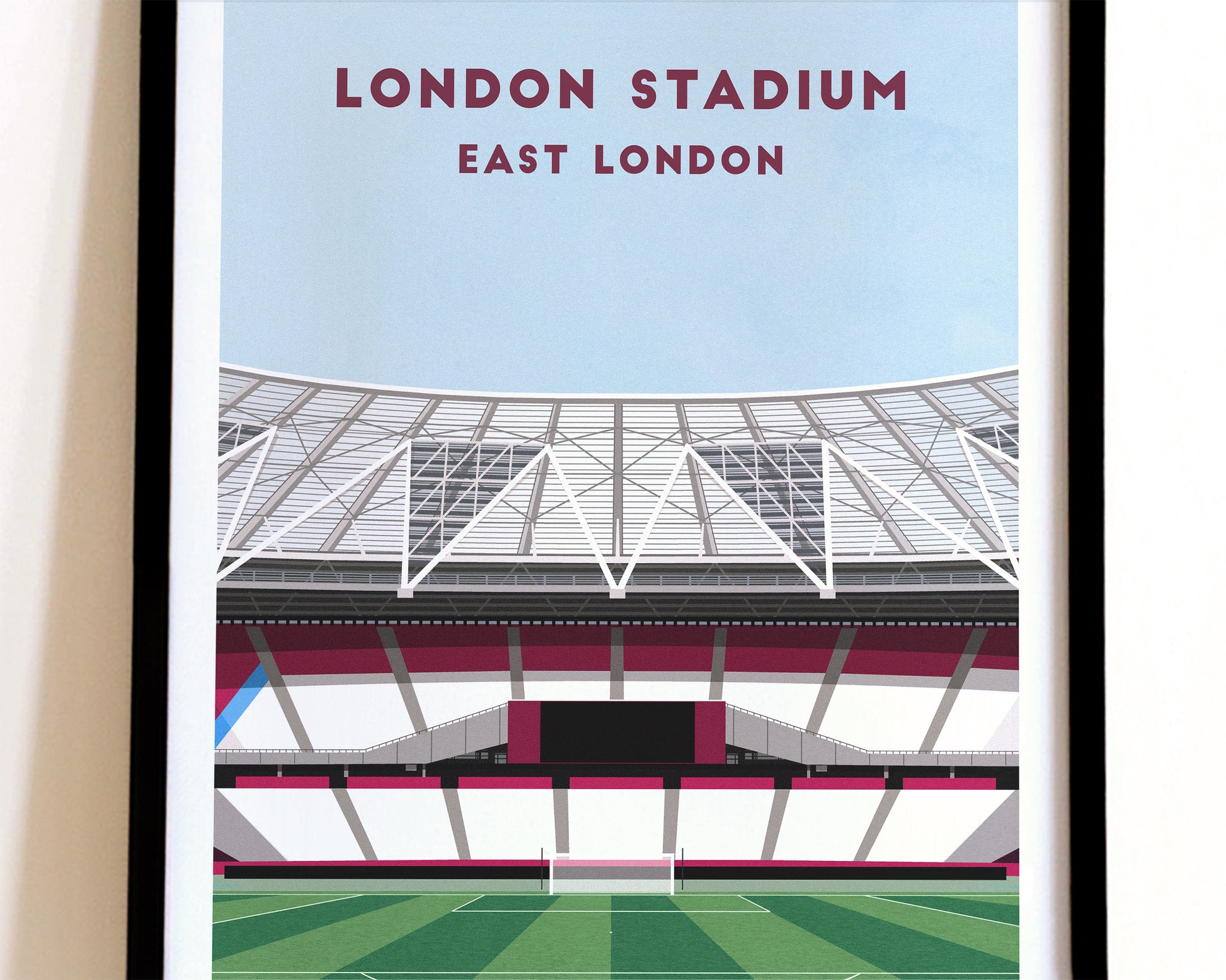 West Ham London Stadium Print – Illustrated Football Art Poster Turf Football Art