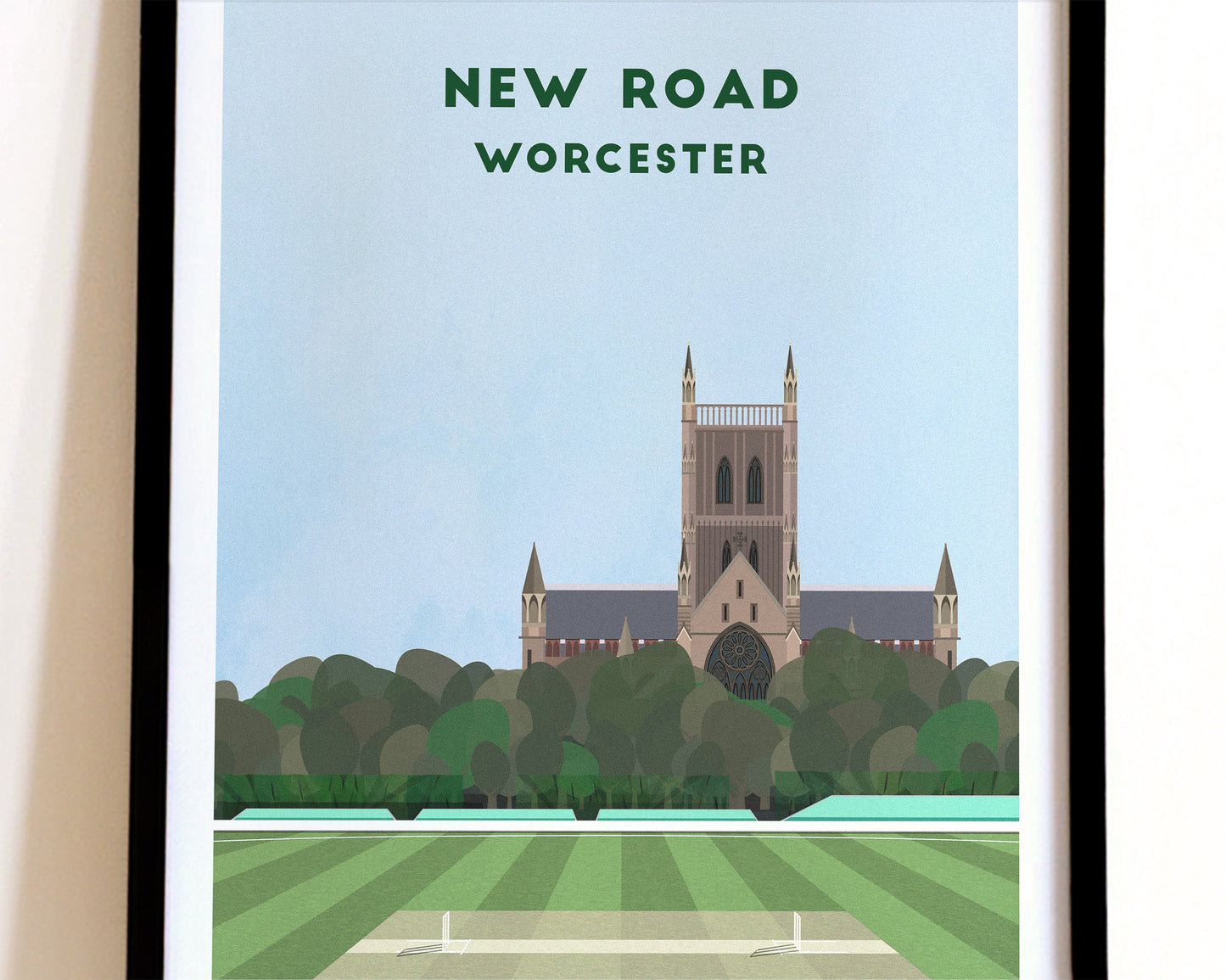 Worcestershire County Cricket New Road Print – Illustrated Cricket Art Poster Turf Football Art