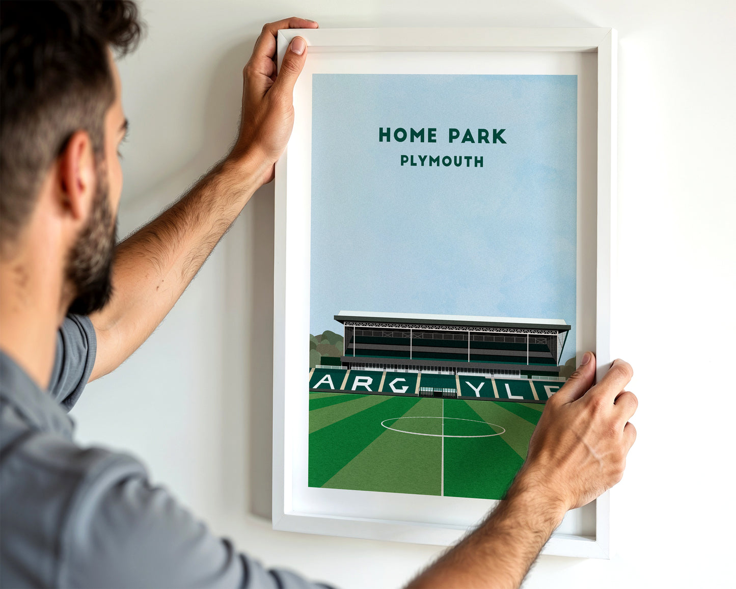 Plymouth Argyle Home Park Print - Illustrated Football Art Poster Turf Football Art