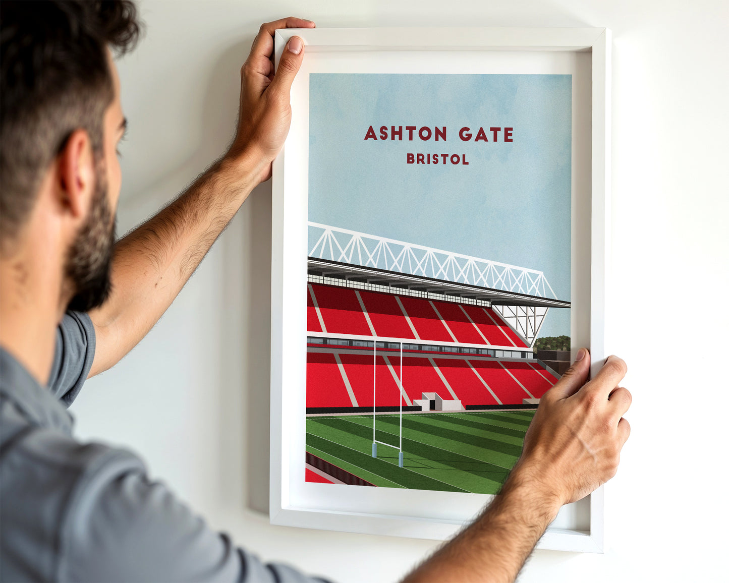 Bristol Rugby Ashton Gate Print – Illustrated Rugby Art Poster Turf Football Art