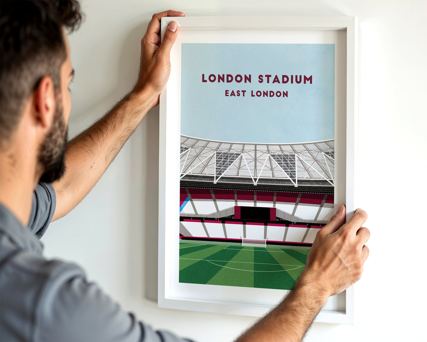West Ham London Stadium Print – Illustrated Football Art Poster Turf Football Art