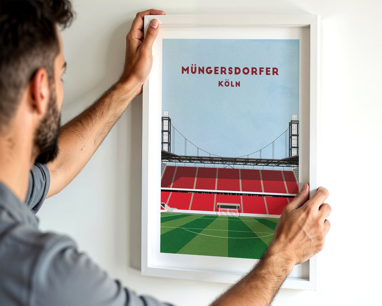 Cologne Müngersdorfer Stadion Print - Illustrated Football Art Poster