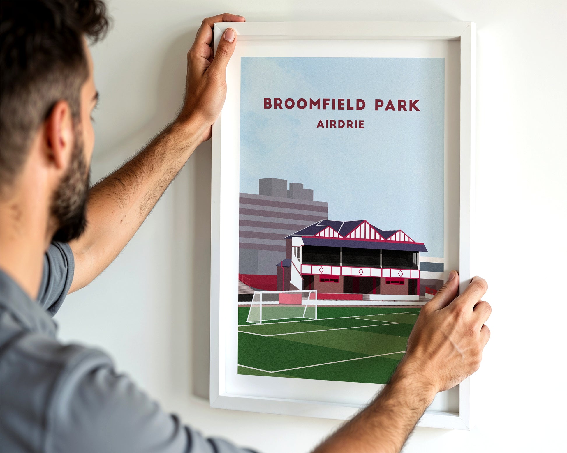 Airdrieonians FC Broomfield Park Print - Illustrated Football Art Poster Turf Football Art