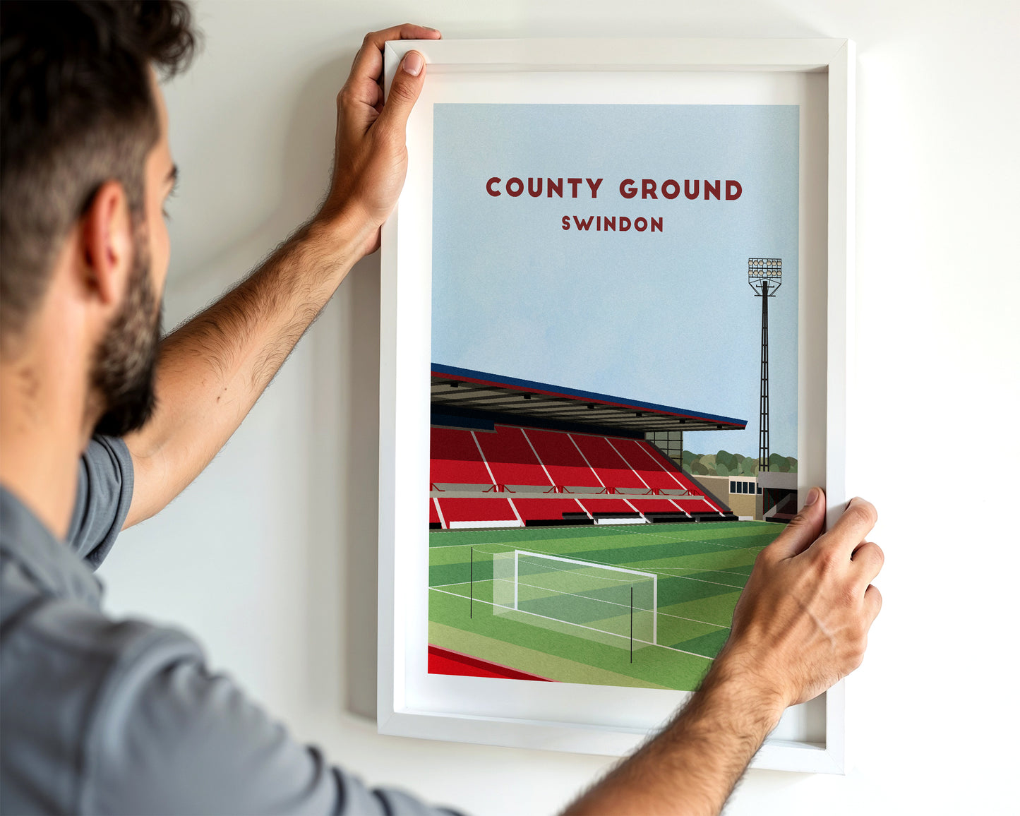 Swindon Town County Ground Print – Illustrated Football Art Poster Turf Football Art