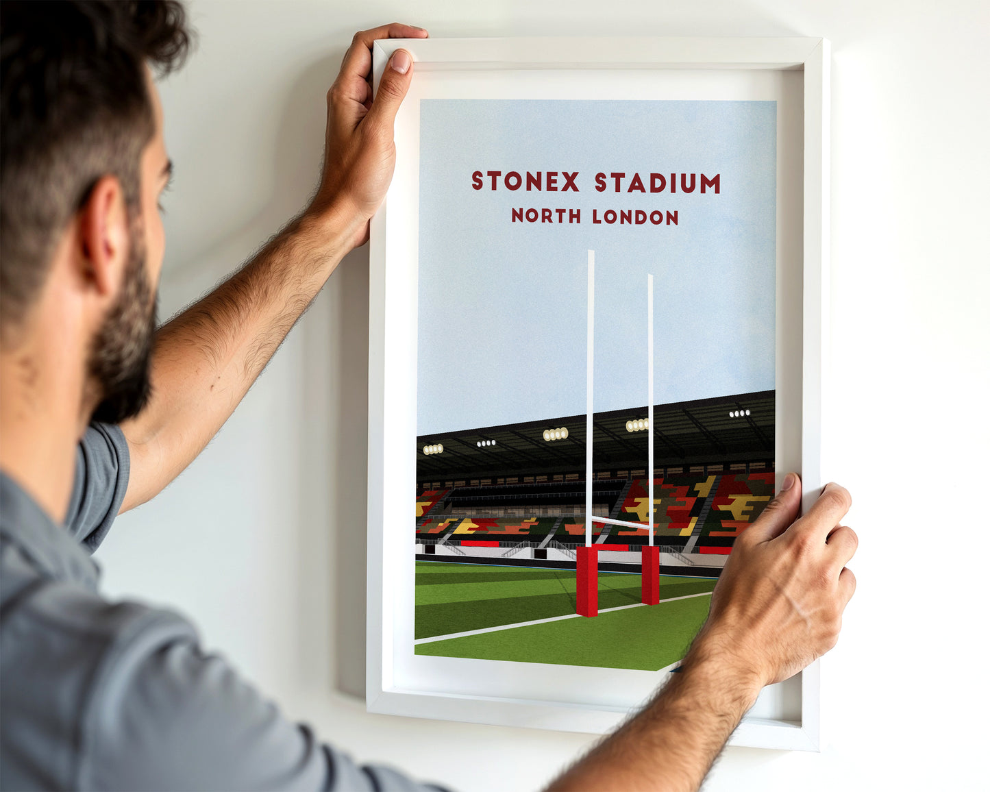 Saracens StoneX Stadium Print – Illustrated Rugby Art Poster Turf Football Art