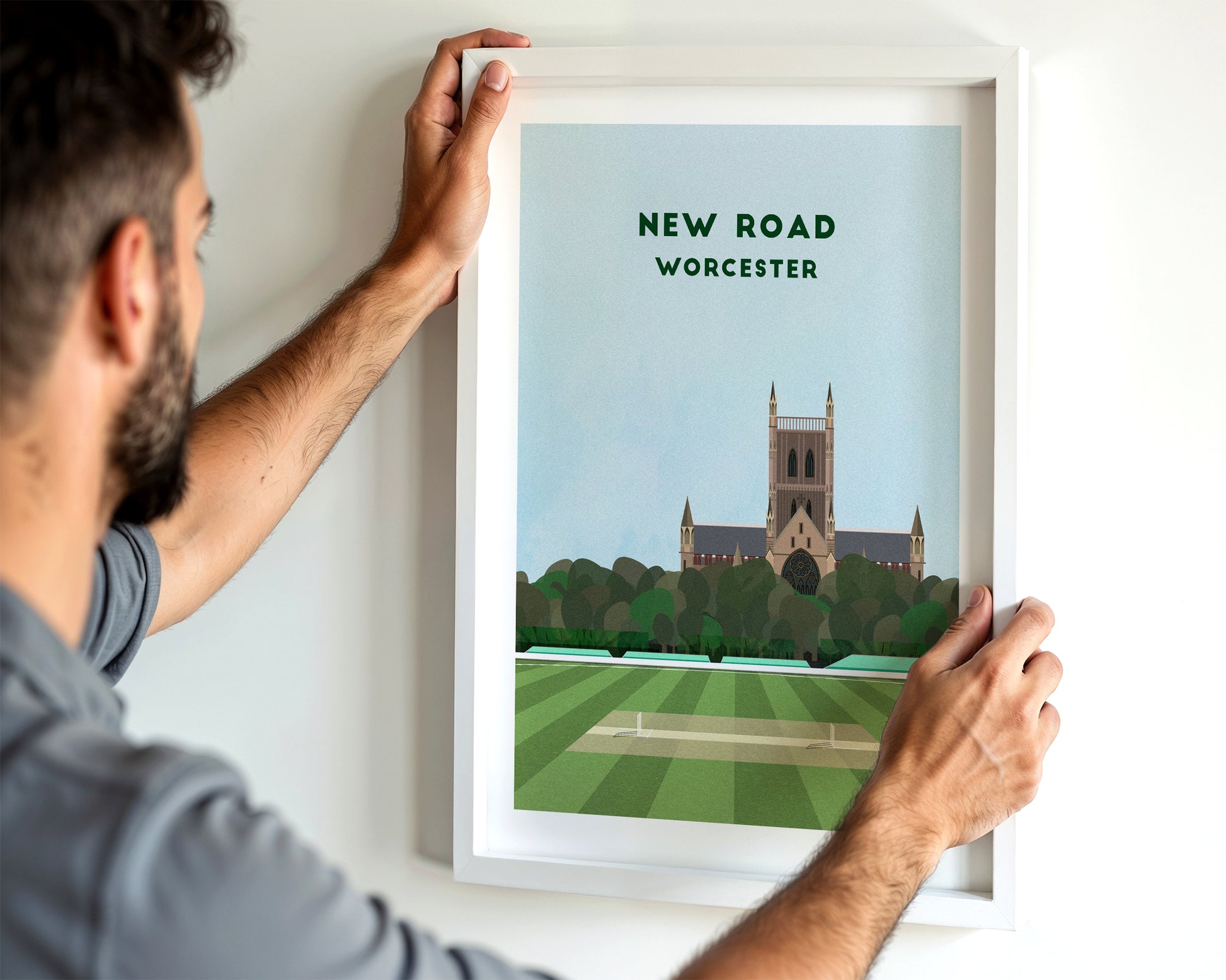 Worcestershire County Cricket New Road Print – Illustrated Cricket Art Poster Turf Football Art