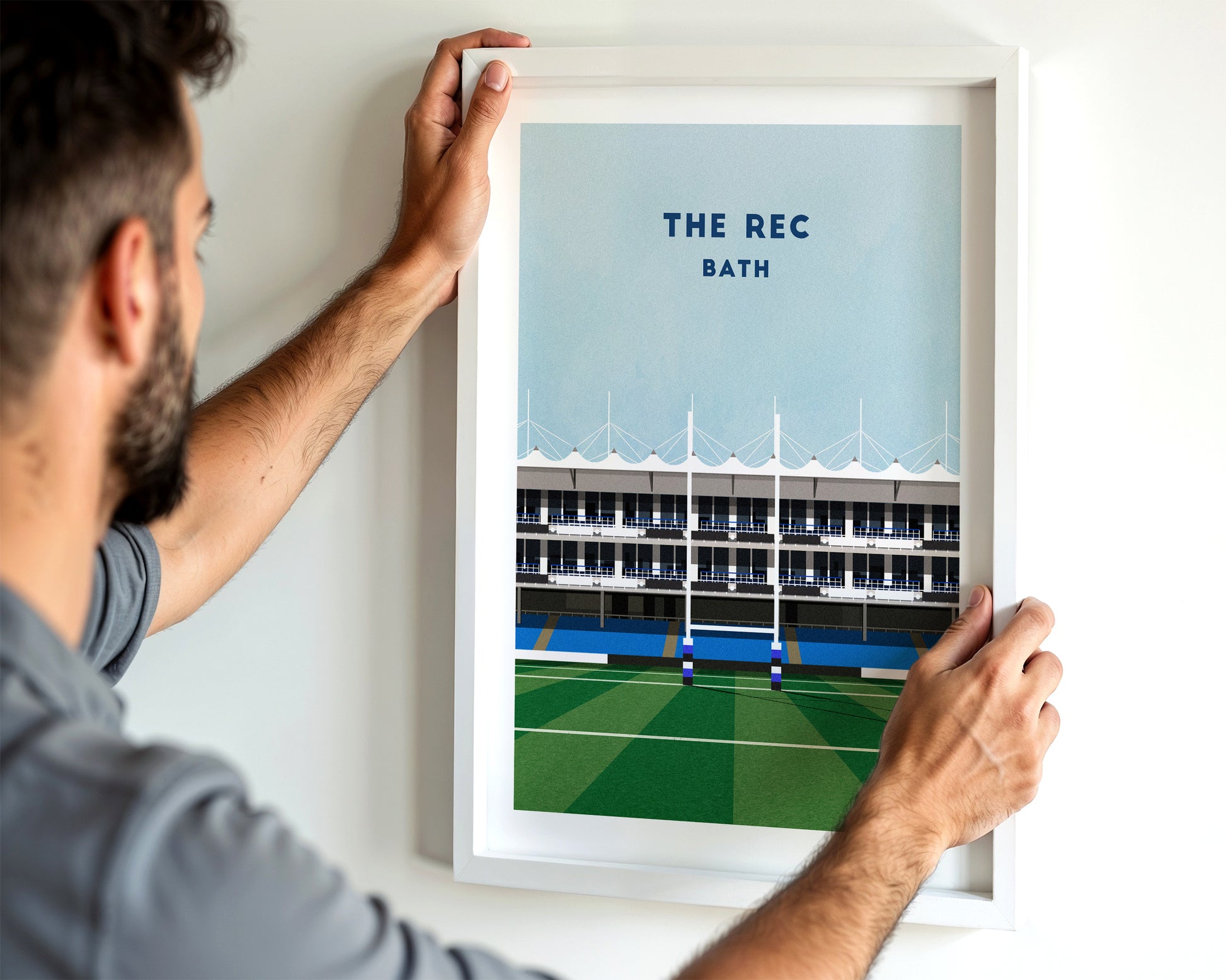 Bath Rugby The Rec Print – Illustrated Rugby Union Art Poster Turf Football Art