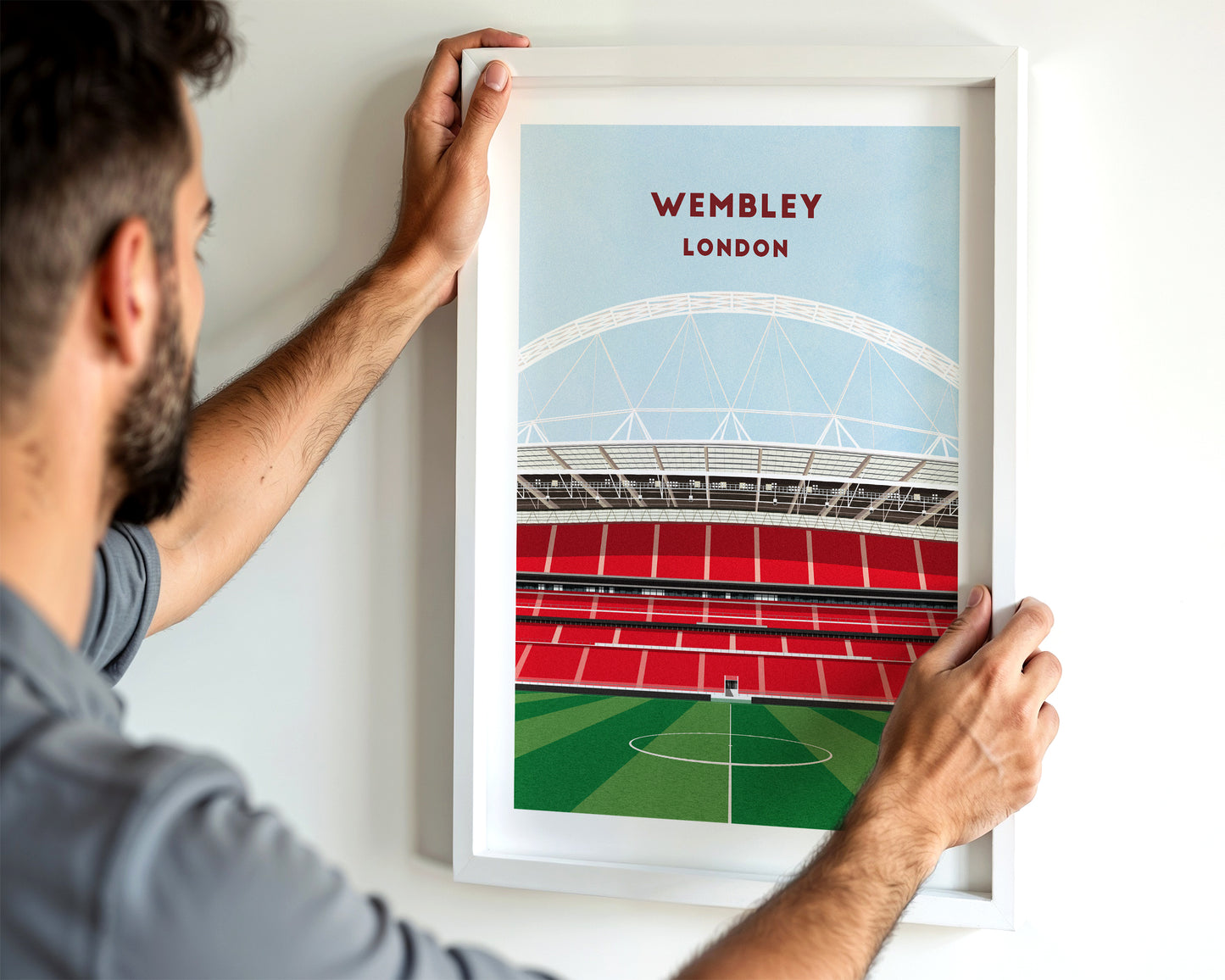 England Football Wembley Stadium Print - Illustrated Football Art Poster