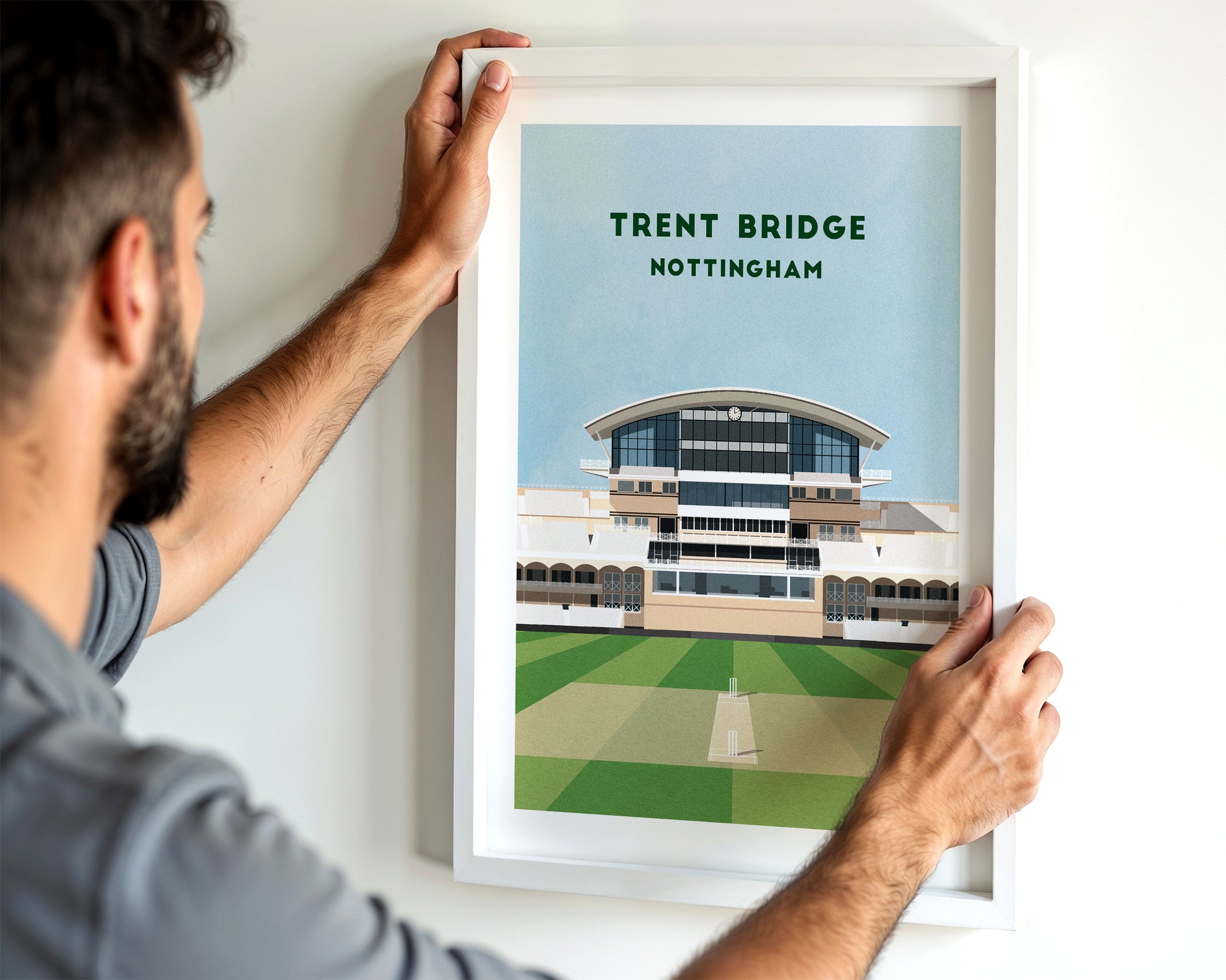 Nottinghamshire County Cricket Trent Bridge Print - Illustrated Cricket Art Poster Turf Football Art