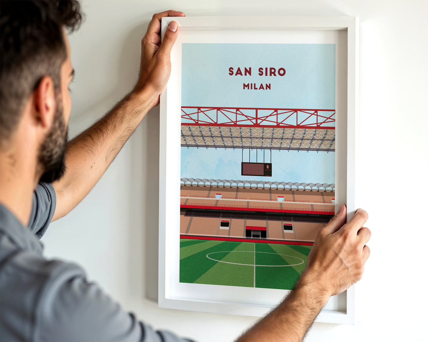 Milan San Siro Print – Illustrated Football Art Poster Turf Football Art