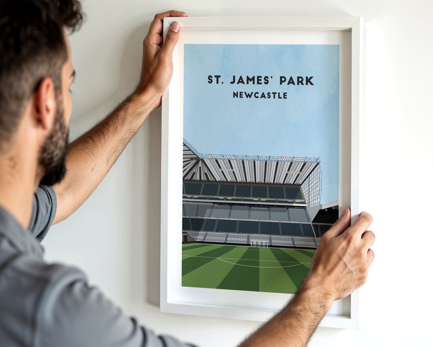 Newcastle Utd St James' Park Print - Illustrated Football Art Poster Turf Football Art